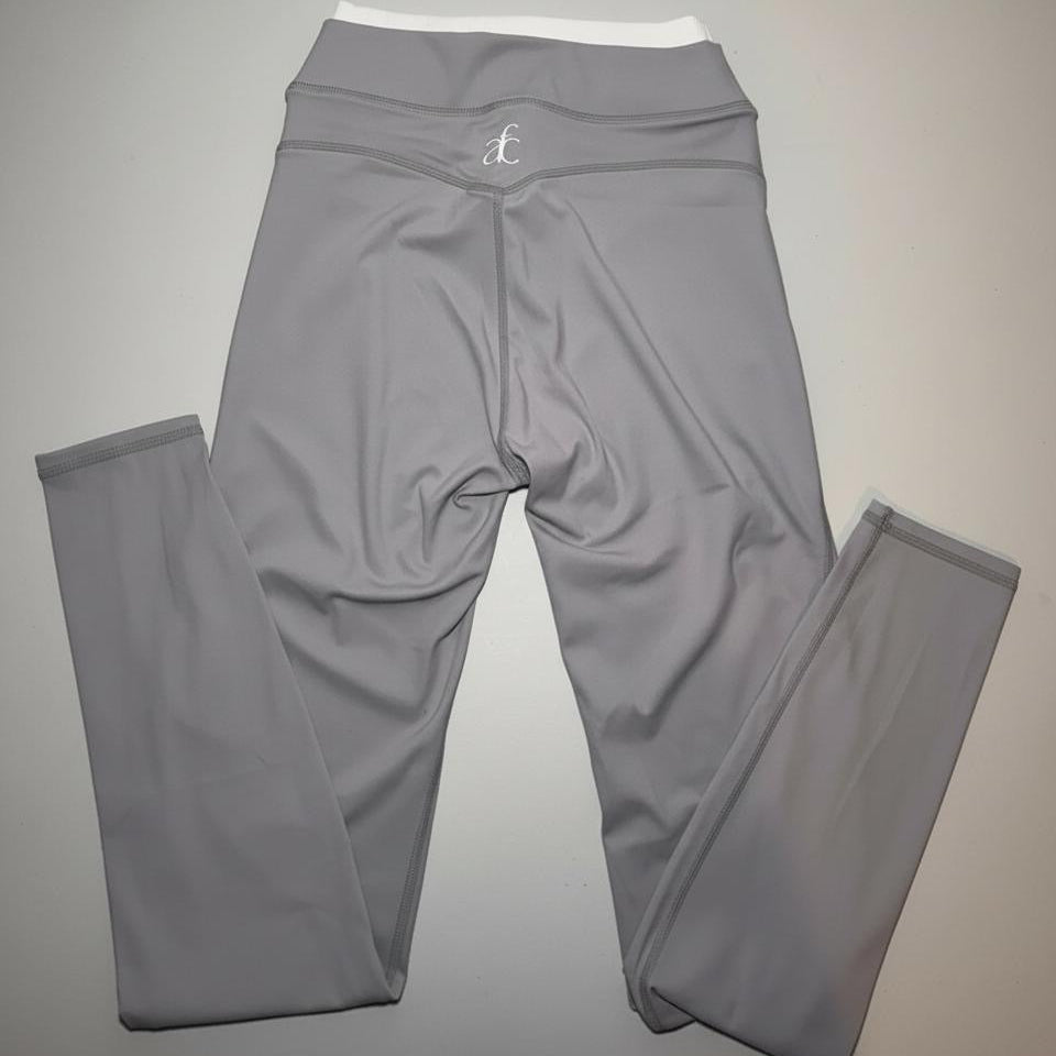 LAYERED CONTRAST WAIST LEGGINGS-GRAY