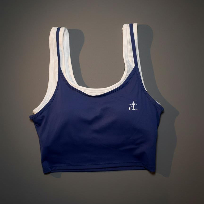 LAYERED SCOOP NECK TANK-NAVY