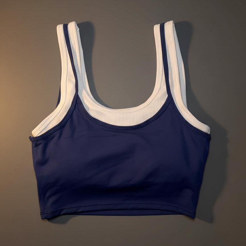 LAYERED SCOOP NECK TANK-NAVY