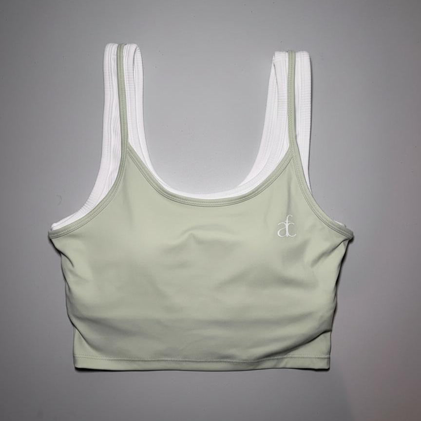 LAYERED SCOOP NECK TANK-LIME
