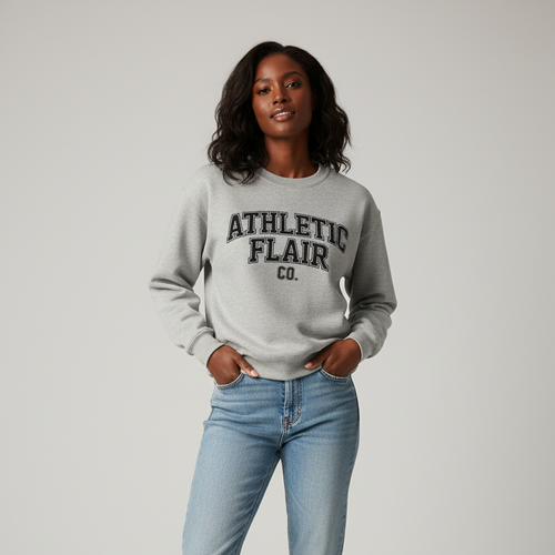 AFC Collegiate Grey Crewneck on Model
