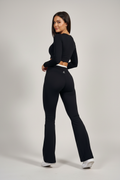 Black Flared Leggings - Back