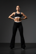 Front View - Layered Contrast Waist Flared Pants
