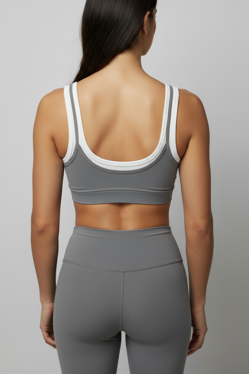 Grey Sports Bra - Back Corrected
