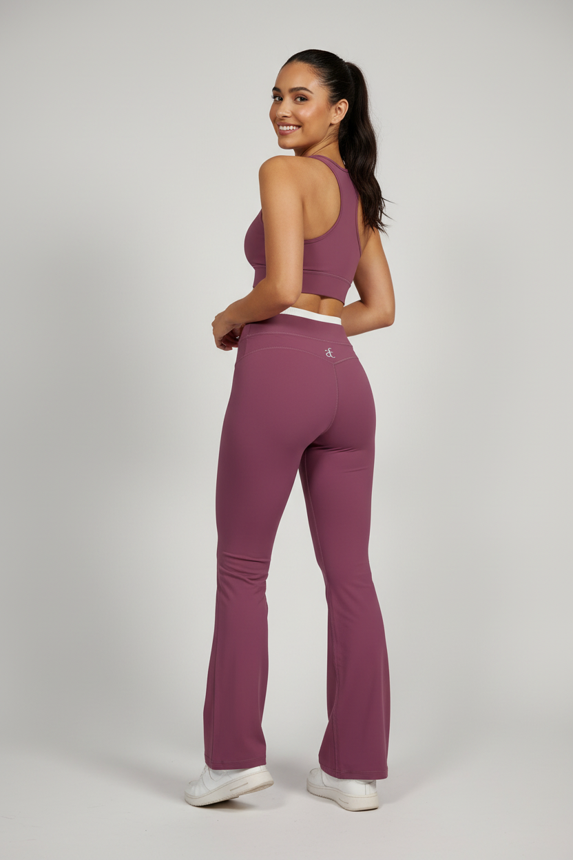 Mauve Pink Flared Leggings - Back