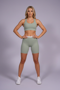 Sage Green Biker Shorts Short - Front